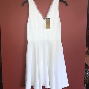 Francesca's Ivory Lace V Neck Combo Dress